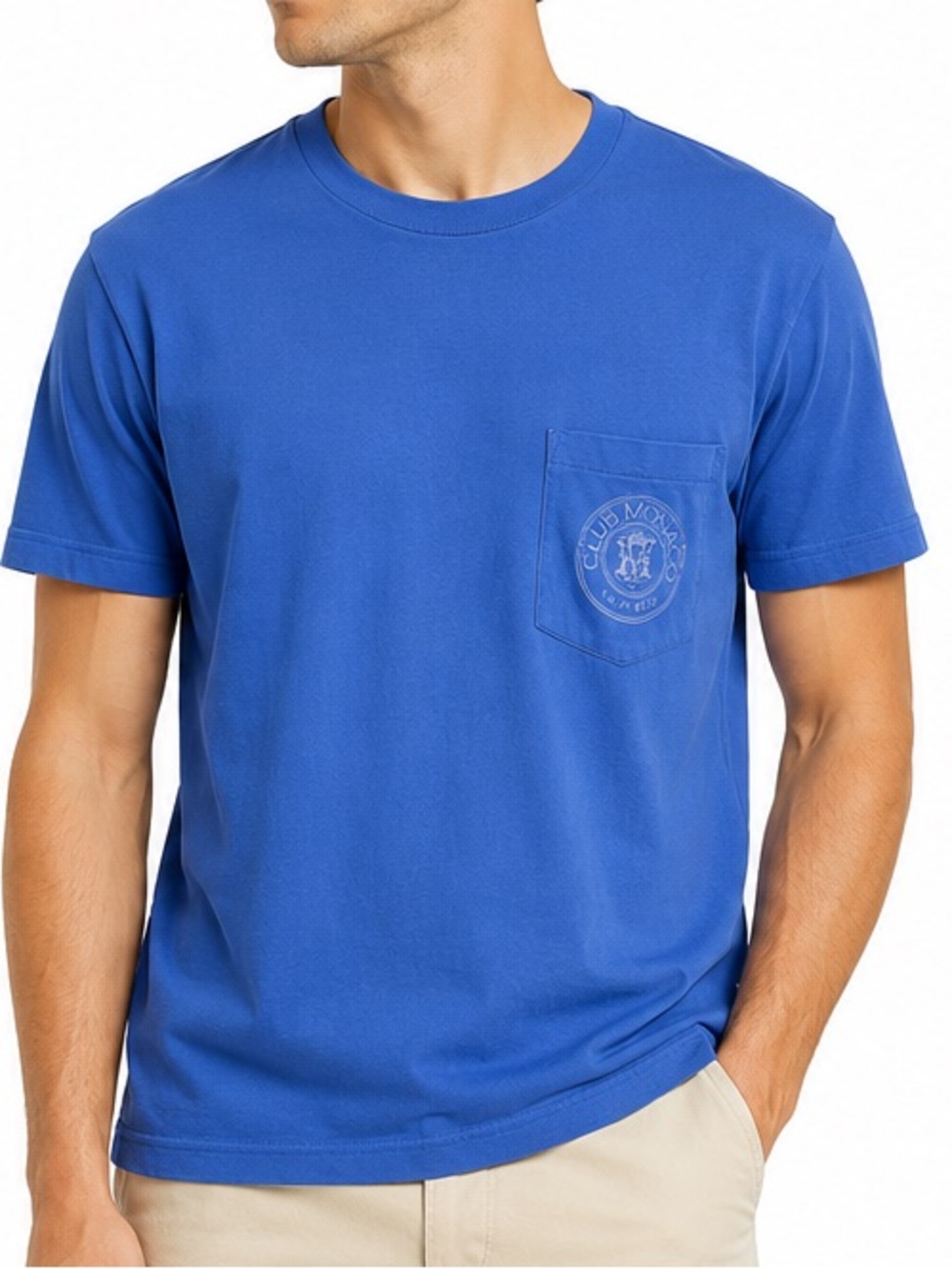 Vintage 90s Club Monaco Blue Pocket crest T-Shirt Logo Tee Men’s small